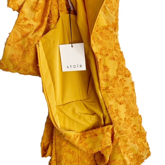 ATOIR One Shoulder Cascading Ruffle Bow Mini Dress in Orange - Picture 6 of 10